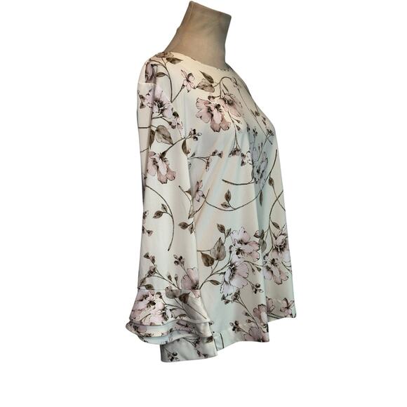 Karl Lagerfeld cream soft pink floral blouse size Medium - Picture 7 of 14